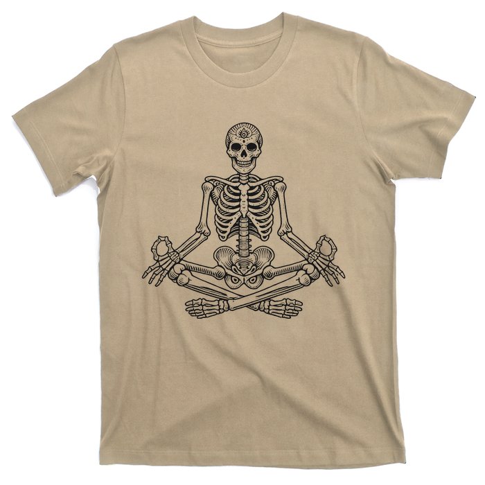 Halloween Skull Yoga Meditation Meditating Skeleton Meditate T-Shirt