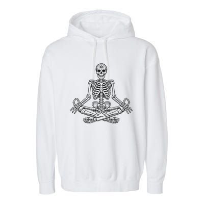 Halloween Skull Yoga Meditation Meditating Skeleton Meditate Garment-Dyed Fleece Hoodie