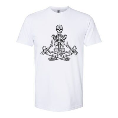 Halloween Skull Yoga Meditation Meditating Skeleton Meditate Softstyle® CVC T-Shirt