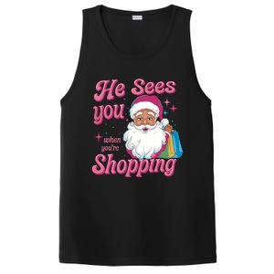 He Sees You When You Are Shopping Christmas Holiday Santa Claus PosiCharge Competitor Tank