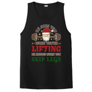 He Sees You When YouRe Lifting He Knows When You Skip Legs PosiCharge Competitor Tank