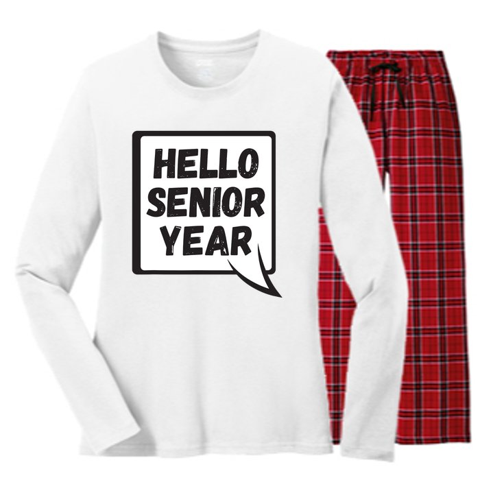 Hello Senior Year Gift Graduation Gift Women's Long Sleeve Flannel Pajama Set 