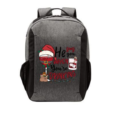 He Sees You When You're Drinking Funny Santa Hat Christmas Lights Vector Backpack