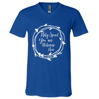 Holy Spirit You Are Welcome Here Christian Worship Leader Funny Gift V-Neck T-Shirt