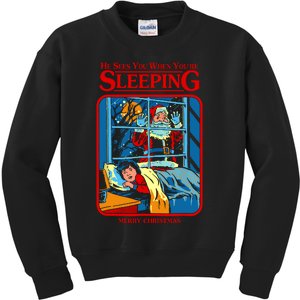 He Sees You When YouRe Sleeping Merry Christmas Kids Sweatshirt