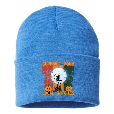 Halloween Support Your Local Witches Humor Gift Sustainable Knit Beanie