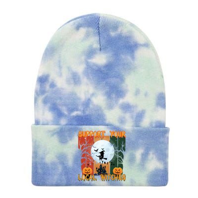 Halloween Support Your Local Witches Humor Gift Tie Dye 12in Knit Beanie