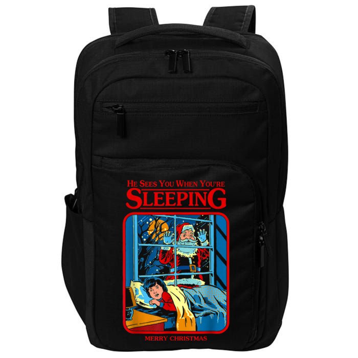 He Sees You When YouRe Sleeping Merry Christmas Impact Tech Backpack