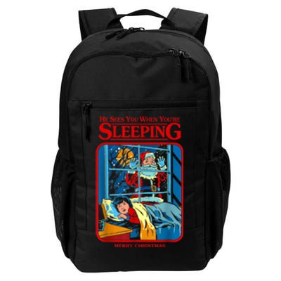 He Sees You When YouRe Sleeping Merry Christmas Daily Commute Backpack