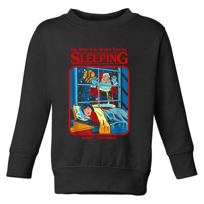 He Sees You When YouRe Sleeping Merry Christmas Toddler Sweatshirt