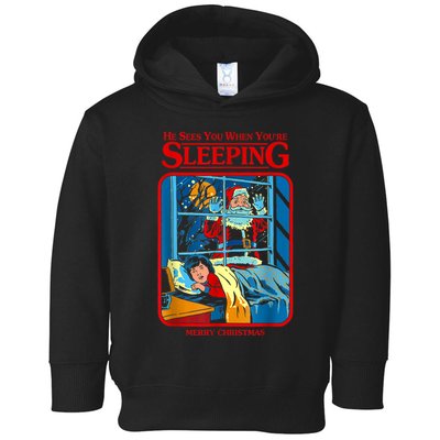 He Sees You When YouRe Sleeping Merry Christmas Toddler Hoodie