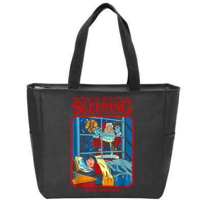 He Sees You When YouRe Sleeping Merry Christmas Zip Tote Bag