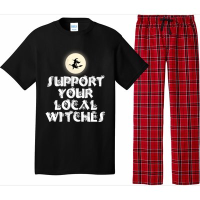 Halloween Support Your Local Witches Witch And Broom Gift Pajama Set