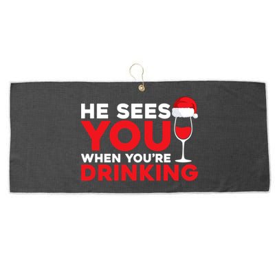 He Sees You When Your Ing Cute Gift Xmas Holidays Christmas Gift Large Microfiber Waffle Golf Towel