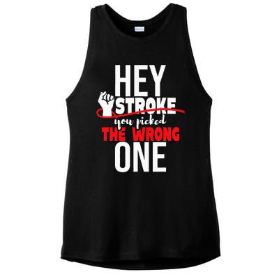 Hey Stroke You Picked The Wrong One Red Awareness Ribbon Ladies PosiCharge Tri-Blend Wicking Tank