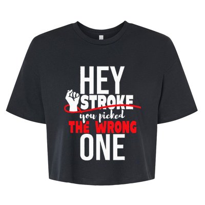 Hey Stroke You Picked The Wrong One Red Awareness Ribbon Bella+Canvas Jersey Crop Tee