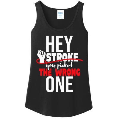 Hey Stroke You Picked The Wrong One Red Awareness Ribbon Ladies Essential Tank