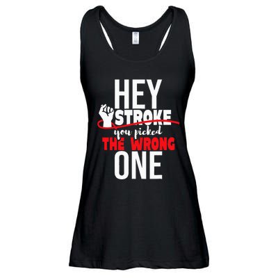 Hey Stroke You Picked The Wrong One Red Awareness Ribbon Ladies Essential Flowy Tank