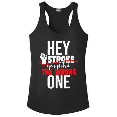 Hey Stroke You Picked The Wrong One Red Awareness Ribbon Ladies PosiCharge Competitor Racerback Tank