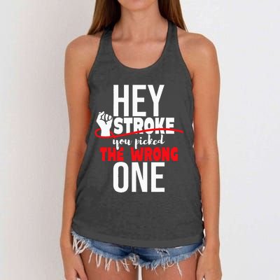 Hey Stroke You Picked The Wrong One Red Awareness Ribbon Women's Knotted Racerback Tank