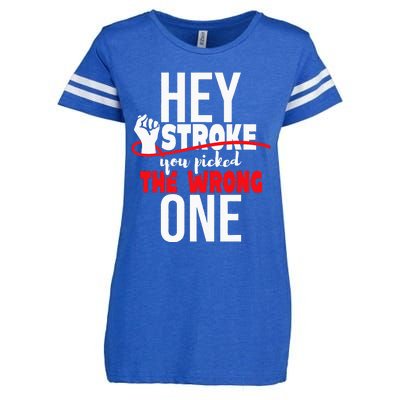 Hey Stroke You Picked The Wrong One Red Awareness Ribbon Enza Ladies Jersey Football T-Shirt