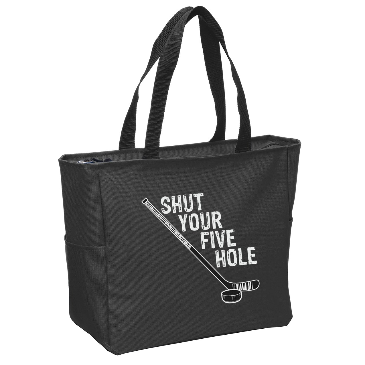 Hockey Shut Your Five Hole Goalie Zip Tote Bag