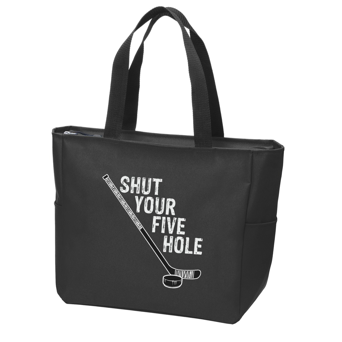 Hockey Shut Your Five Hole Goalie Zip Tote Bag