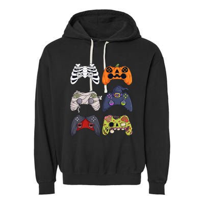 Halloween Skeleton Zombie Gaming Controllers Mummy Garment-Dyed Fleece Hoodie