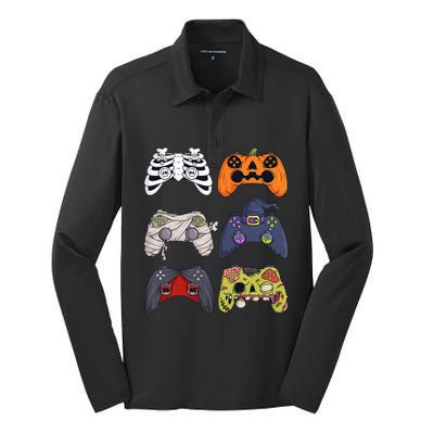 Halloween Skeleton Zombie Gaming Controllers Mummy Silk Touch Performance Long Sleeve Polo