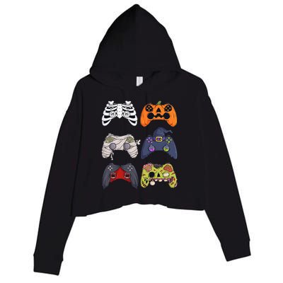 Halloween Skeleton Zombie Gaming Controllers Mummy Crop Fleece Hoodie