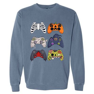 Halloween Skeleton Zombie Gaming Controllers Mummy Garment-Dyed Sweatshirt