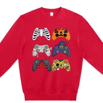 Halloween Skeleton Zombie Gaming Controllers Mummy Premium Crewneck Sweatshirt