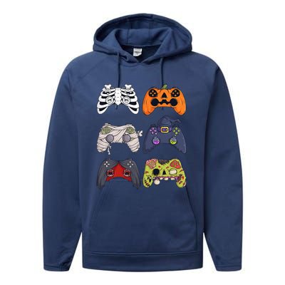 Halloween Skeleton Zombie Gaming Controllers Mummy Performance Fleece Hoodie