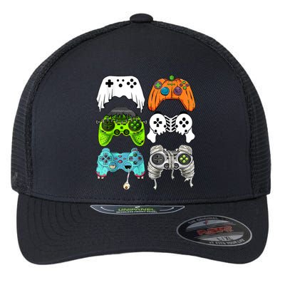 Halloween Skeleton Zombie Gaming Controllers Mummy Game Flexfit Unipanel Trucker Cap