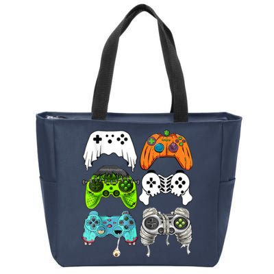 Halloween Skeleton Zombie Gaming Controllers Mummy Game Zip Tote Bag