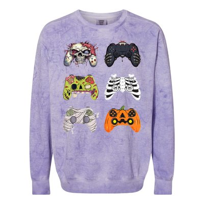 Halloween Skeleton Zombie Gaming Controllers Mummy Colorblast Crewneck Sweatshirt