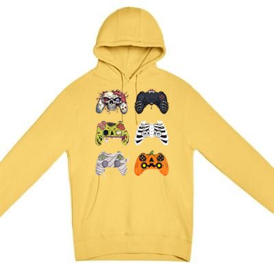 Halloween Skeleton Zombie Gaming Controllers Mummy Premium Pullover Hoodie