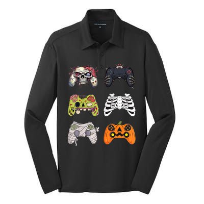 Halloween Skeleton Zombie Gaming Controllers Mummy Silk Touch Performance Long Sleeve Polo