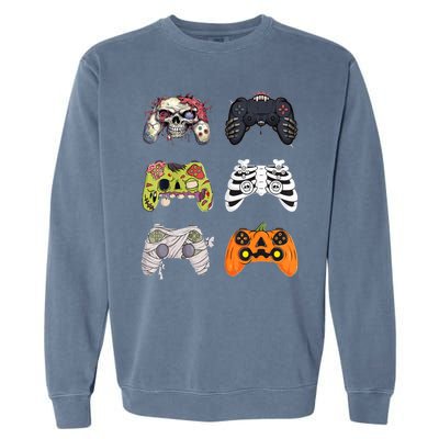 Halloween Skeleton Zombie Gaming Controllers Mummy Garment-Dyed Sweatshirt