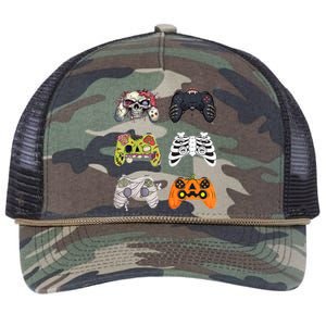 Halloween Skeleton Zombie Gaming Controllers Mummy Retro Rope Trucker Hat Cap