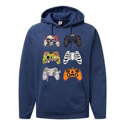 Halloween Skeleton Zombie Gaming Controllers Mummy Performance Fleece Hoodie