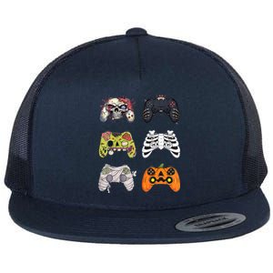 Halloween Skeleton Zombie Gaming Controllers Mummy Flat Bill Trucker Hat