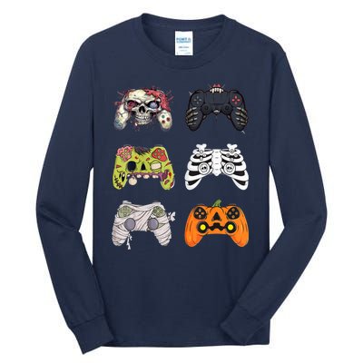 Halloween Skeleton Zombie Gaming Controllers Mummy Tall Long Sleeve T-Shirt