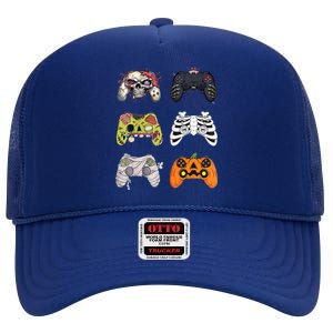 Halloween Skeleton Zombie Gaming Controllers Mummy High Crown Mesh Back Trucker Hat