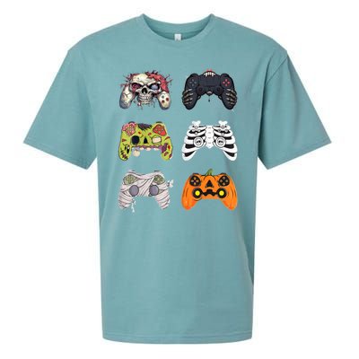 Halloween Skeleton Zombie Gaming Controllers Mummy Sueded Cloud Jersey T-Shirt