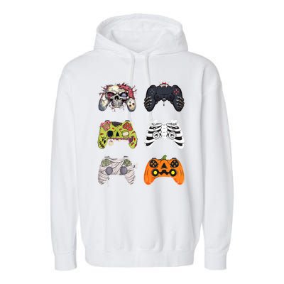 Halloween Skeleton Zombie Gaming Controllers Mummy Garment-Dyed Fleece Hoodie