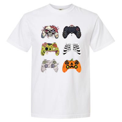 Halloween Skeleton Zombie Gaming Controllers Mummy Garment-Dyed Heavyweight T-Shirt