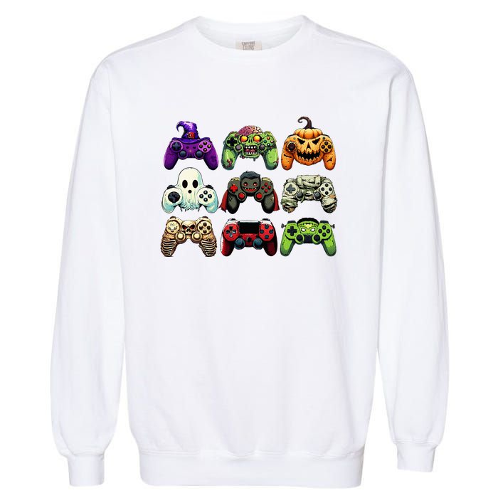 Halloween Skeleton Zombie Gaming Controllers Mummy Garment-Dyed Sweatshirt