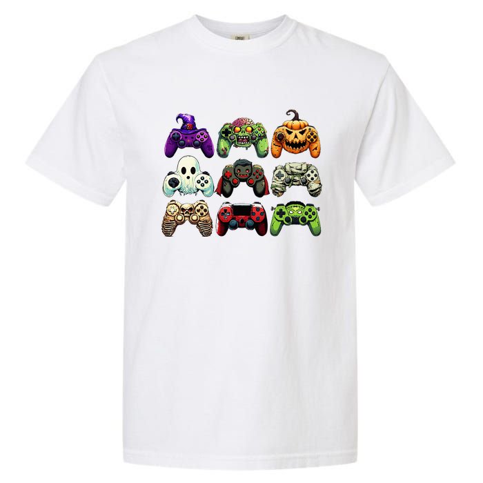 Halloween Skeleton Zombie Gaming Controllers Mummy Garment-Dyed Heavyweight T-Shirt