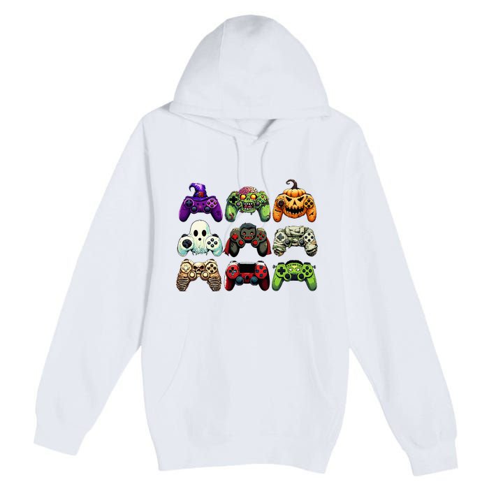 Halloween Skeleton Zombie Gaming Controllers Mummy Premium Pullover Hoodie